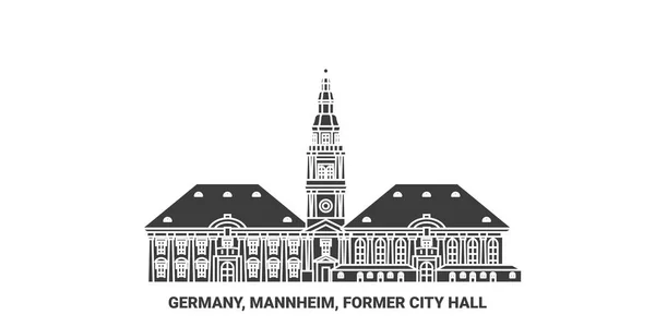 Tyskland Mannheim Tidigare Stadshuset Resa Landmärke Linje Vektor Illustration — Stock vektor