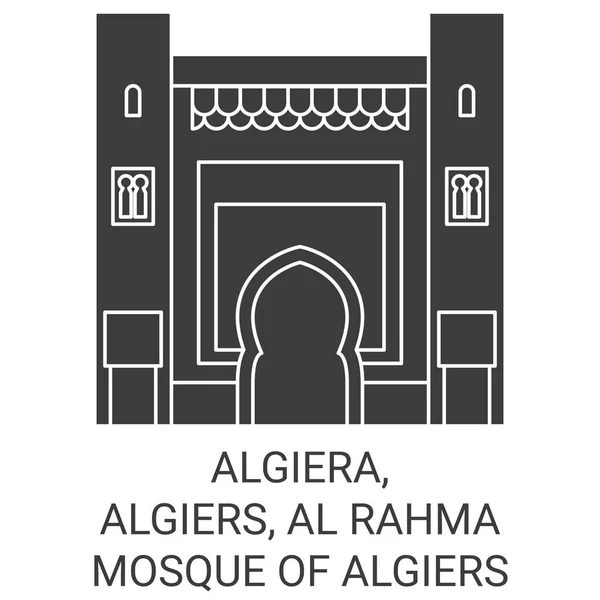 Algiera Alger Mosquée Rahma Alger Illustration Vectorielle Ligne Voyage Historique — Image vectorielle