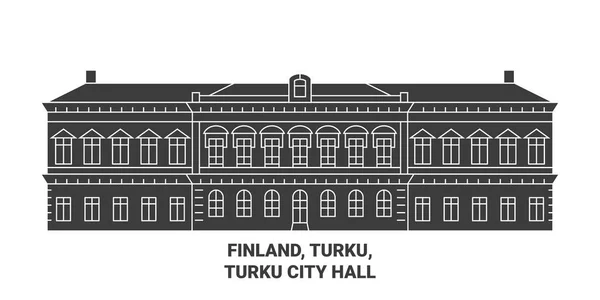 Finland Turku Turku Stadhuis Reizen Oriëntatiepunt Lijn Vector Illustratie — Stockvector