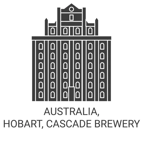 Australia Hobart Cascade Browar Podróży Punkt Orientacyjny Linii Wektor Ilustracja — Wektor stockowy