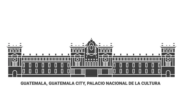 危地马拉 危地马拉城 Palacio Nacional Cultura旅行地标线矢量说明 — 图库矢量图片