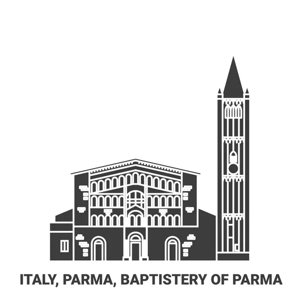 Italien Parma Baptisterium Von Parma Reise Meilenstein Linienvektorillustration — Stockvektor