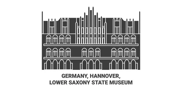 Tyskland Hannover Niedersachsen State Museum Resa Landmärke Linje Vektor Illustration — Stock vektor