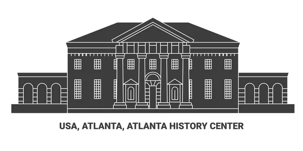 Usa Atlanta Atlanta History Center Ilustracja Wektora Linii Turystycznej — Wektor stockowy