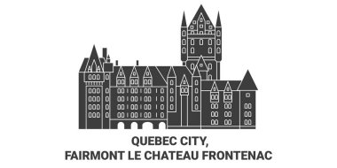 Kanada, Quebec Şehri, Fairmont Le Chateau Frontenac seyahat çizgisi vektör ilüstrasyonu