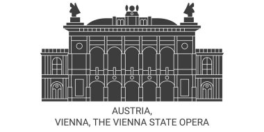 Avusturya, Viyana, Viyana Devlet Operası tarihi hat çizgisi illüstrasyonu