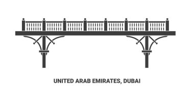 Birleşik Arap Emirlikleri, Dubai, seyahat çizgisi vektör ilüstrasyonu