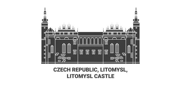 Tjeckien Litomysl Litomysl Slott Resa Landmärke Linje Vektor Illustration — Stock vektor
