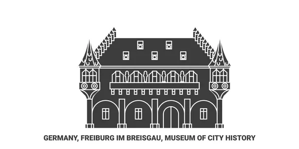 Allemagne Fribourg Breisgau Musée Histoire Ville Illustration Vectorielle Ligne Voyage — Image vectorielle