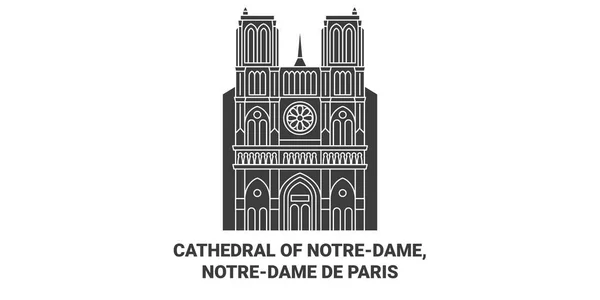 法国Notredame大教堂 Notredame Paris旅行地标线矢量图解 — 图库矢量图片