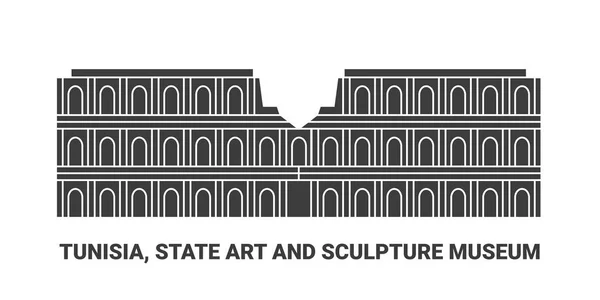 Tunisie Musée National Art Sculpture Illustration Vectorielle Ligne Repère Voyage — Image vectorielle