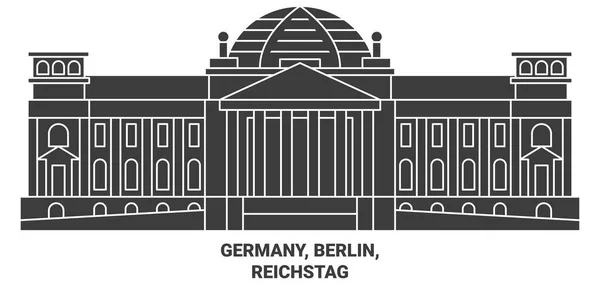 Alemanha Berlim Reichstag Viagem Marco Linha Vetor Ilustração — Vetor de Stock