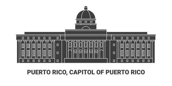 stock vector Puerto Rico, Capitol Of Puerto Rico, travel landmark line vector illustration