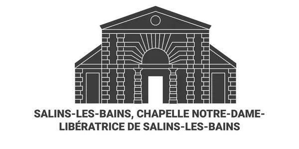 Franciaország Salinslesbains Chapelle Notredameliberatrice Salinslesbains Utazás Mérföldkő Vonal Vektor Illusztráció — Stock Vector