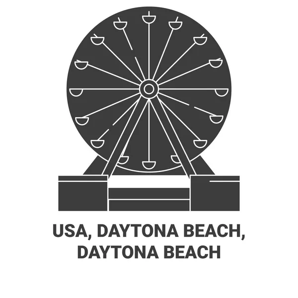 Usa Daytona Sahili Daytona Sahili Seyahat Çizgisi Çizelgesi Çizimi — Stok Vektör