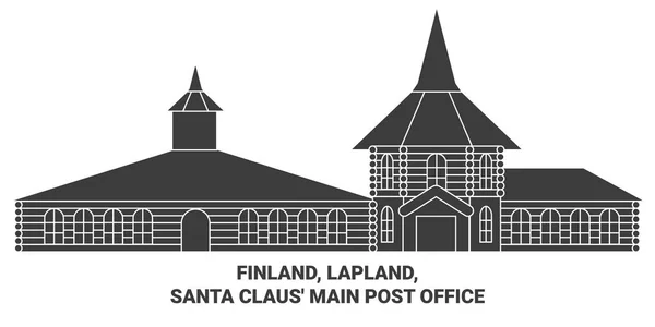 Finlande Laponie Bureau Poste Principal Père Noël Illustration Vectorielle Ligne — Image vectorielle