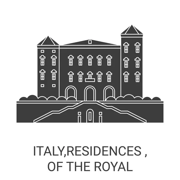 Italy Residences Royal Travel Landmark Line Vector Illustration — 스톡 벡터