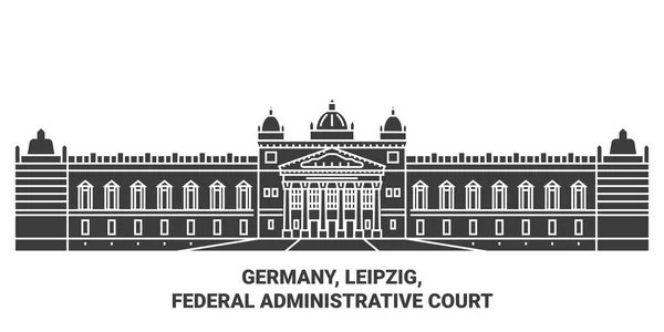 Germany Leipzig Federal Administrative Court Travel Landmark Line Vector Illustration — 图库矢量图片