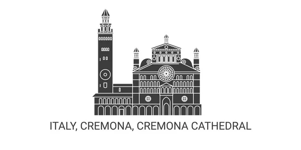 Włochy Cremona Katedra Cremona Podróż Punkt Orientacyjny Linia Wektor Ilustracja — Wektor stockowy