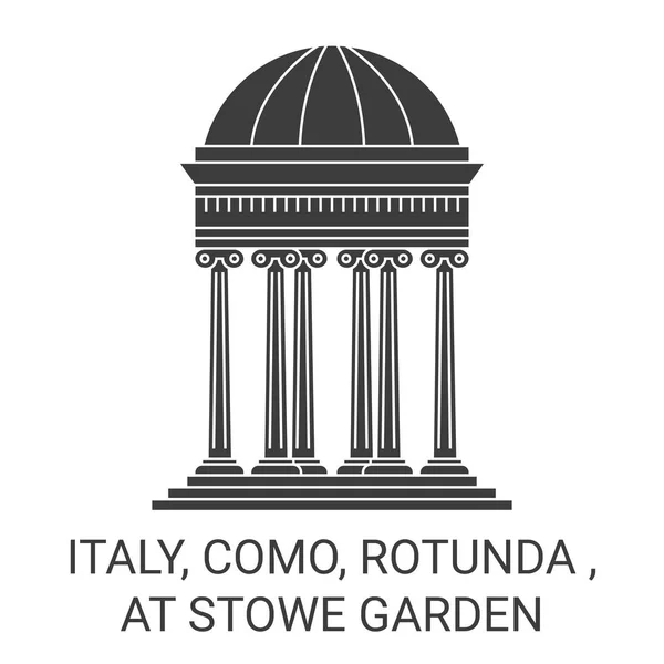 Italie Côme Rotonde Jardin Stowe Voyage Illustration Vectorielle Ligne Historique — Image vectorielle