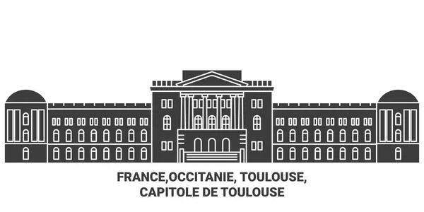 France Occitanie Toulouse Capitole Toulouse Illustration Vectorielle Ligne Voyage — Image vectorielle