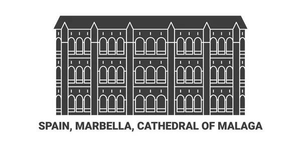 Spanien Marbella Katedralen Laga Resa Landmärke Linje Vektor Illustration — Stock vektor