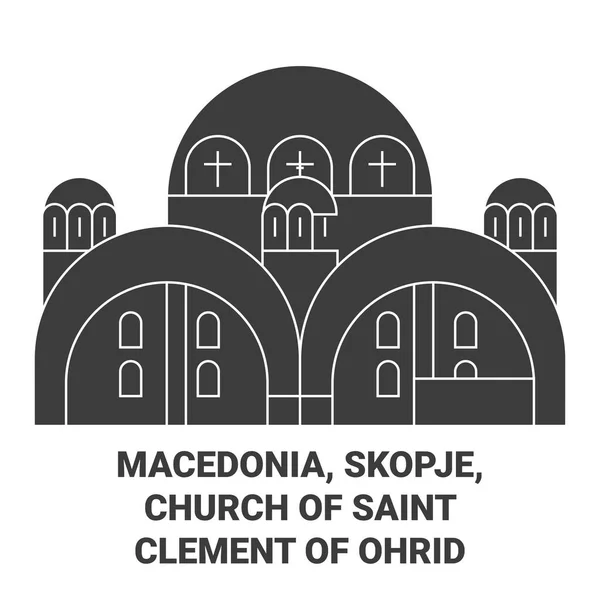 Macedonia Skopje Iglesia San Clemente Ohrid Viaje Hito Línea Vector — Vector de stock