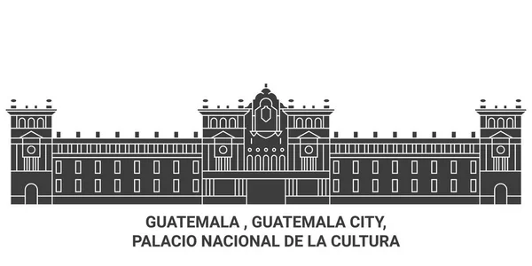 Guatemala Ciudad Guatemala Palacio Nacional Cultura Recorrido Hito Línea Vector — Vector de stock