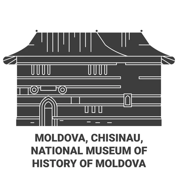 Moldavien Chisinau National Museum History Moldavien Resa Landmärke Linje Vektor — Stock vektor