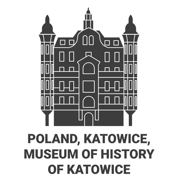 Poland Katowice Museum History Katowice Travels Landmark Line Brief — стоковий вектор
