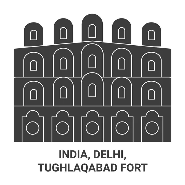 India Delhi Tughlaqabad Fort Utazás Mérföldkő Vonal Vektor Illusztráció — Stock Vector