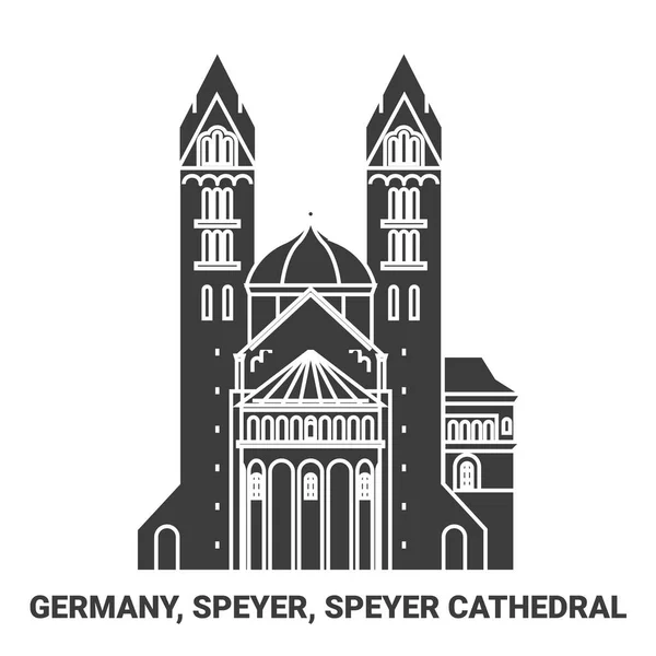 Allemagne Speyer Speyer Cathédrale Voyage Illustration Vectorielle Ligne Historique — Image vectorielle