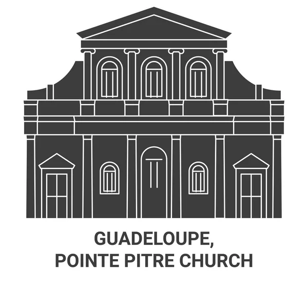 Guadeloupe Pointepitre Church Travel Landmark Line Vector Illustration — Stock Vector