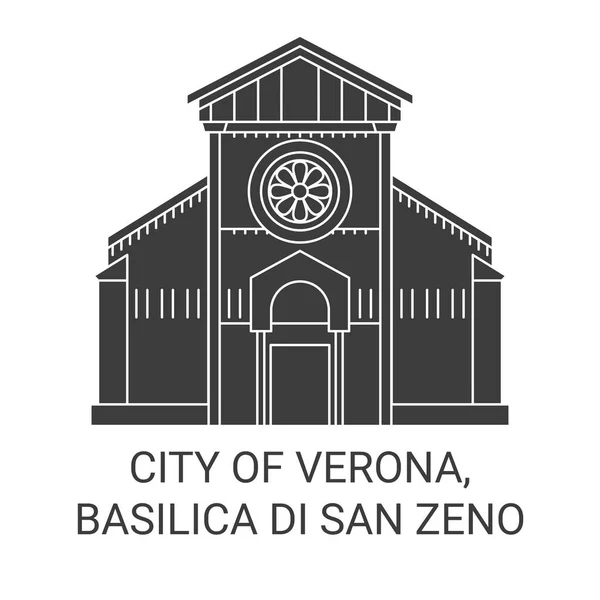 Italie Vérone Basilique San Zeno Illustration Vectorielle Ligne Voyage — Image vectorielle