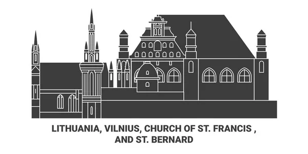 Litvanya Vilnius Francis Kilisesi Bernard Seyahat Çizgisi Vektör Çizimi — Stok Vektör