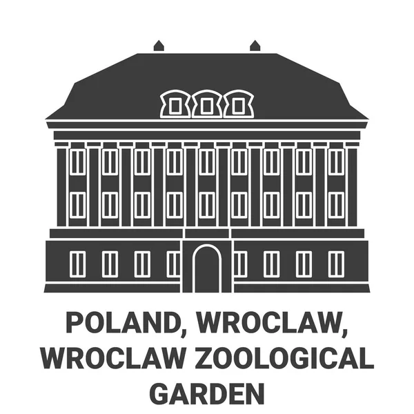 Polen Wroclaw Wrocaw Zoölogische Tuin Reizen Oriëntatiepunt Lijn Vector Illustratie — Stockvector