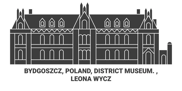 Polen Bydgoszcz Bezirksmuseum Leona Wyczkowskiego Reise Meilenstein Linie Vektor Illustration — Stockvektor