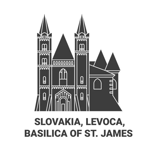 Słowacja Lewocza Bazylika Jakuba Podróży Punkt Orientacyjny Linii Wektor Ilustracja — Wektor stockowy