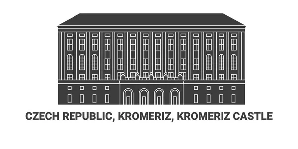 Tschechische Republik Kromeriz Kromeriz Burg Reise Wahrzeichen Linie Vektor Illustration — Stockvektor