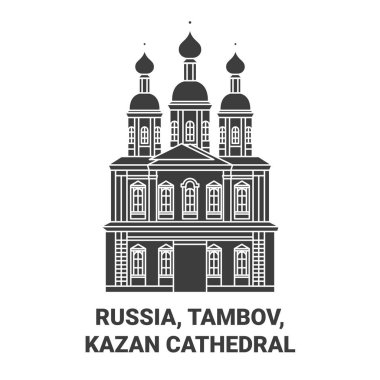 Rusya, Tambov, Kazan Katedrali seyahat çizgisi vektör ilüstrasyonu