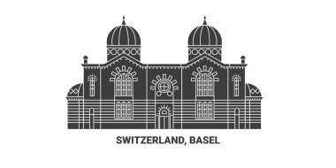 İsviçre, Basel, seyahat tarihi vektör çizelgesi çizimi