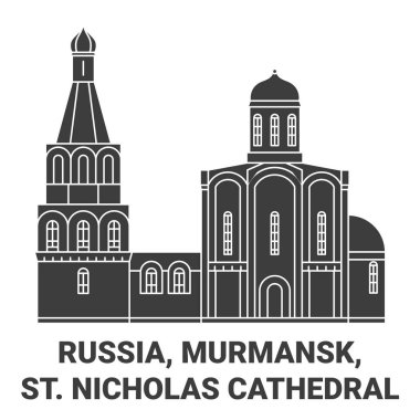 Rusya, Murmansk, St. Nicholas Katedrali tarihi eser çizgisi çizimi