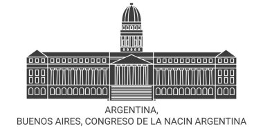 Arjantin, Buenos Aires, Congreso De La Nacin Arjantin seyahat çizgisi vektör ilüstrasyonu