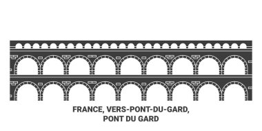 Fransa, Verspontdugard, Pont Du Gard seyahat çizgisi çizelgesi çizimi