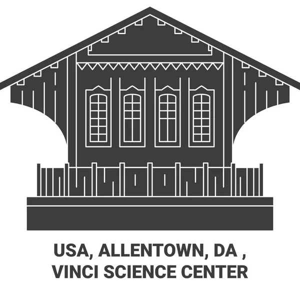 Сша Allentown Vinci Science Center Travel Landmark Line Vector Illustration — стоковый вектор