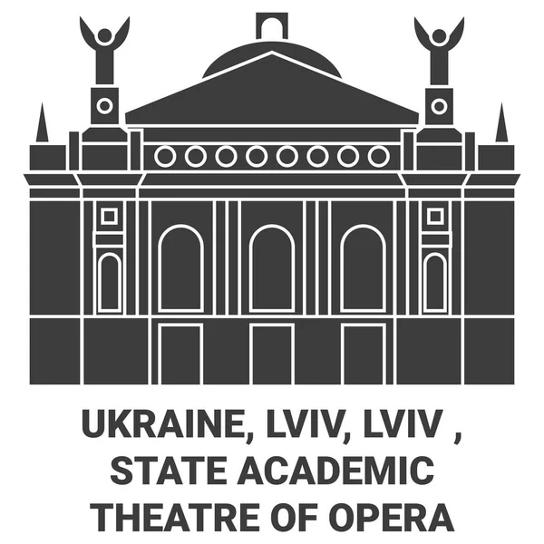 Ukraina Lviv Lviv State Academic Theatre Opera Resor Landmärke Linje — Stock vektor