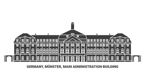 Germania Munster Amministrazione Principale Edificio Viaggi Pietra Miliare Linea Vettoriale — Vettoriale Stock
