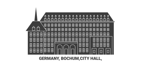 Deutschland Bochum Rathaus Reise Meilenstein Linienvektorillustration — Stockvektor