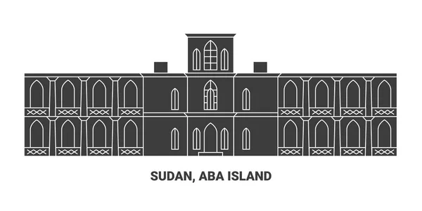 Sudán Isla Aba Ilustración Vector Línea Referencia Viaje — Archivo Imágenes Vectoriales