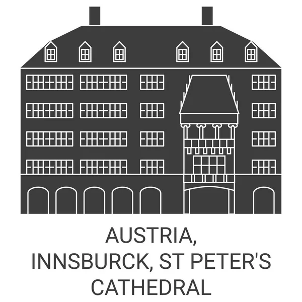 Autriche Innsburck Cathédrale Peters Illustration Vectorielle Ligne Voyage — Image vectorielle
